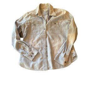 Lucky Brand Blue Chambray Denim Long Sleeve Button Up Shirt Size Medium